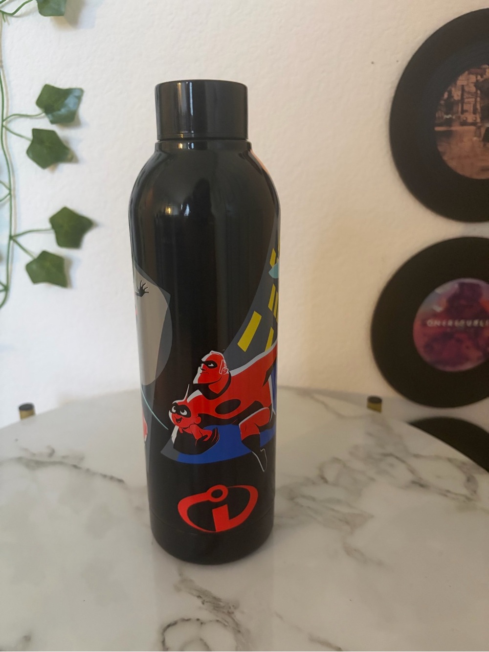 Disney Black Bottle with Red Incredibles Artwork